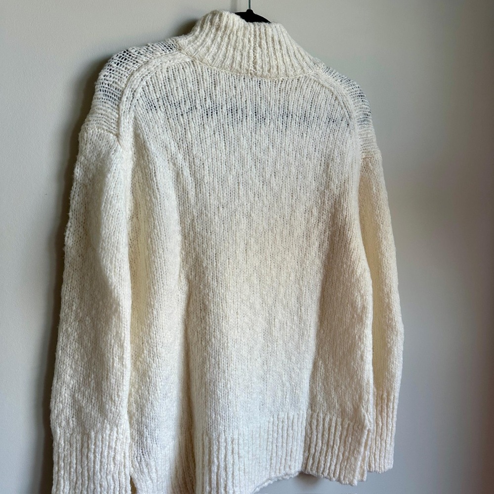 Vince Sweater Womens XS Ivory Wool Blend Mock Neck Ribbed‎ Chunky Knit NWT - Picture 9 of 10